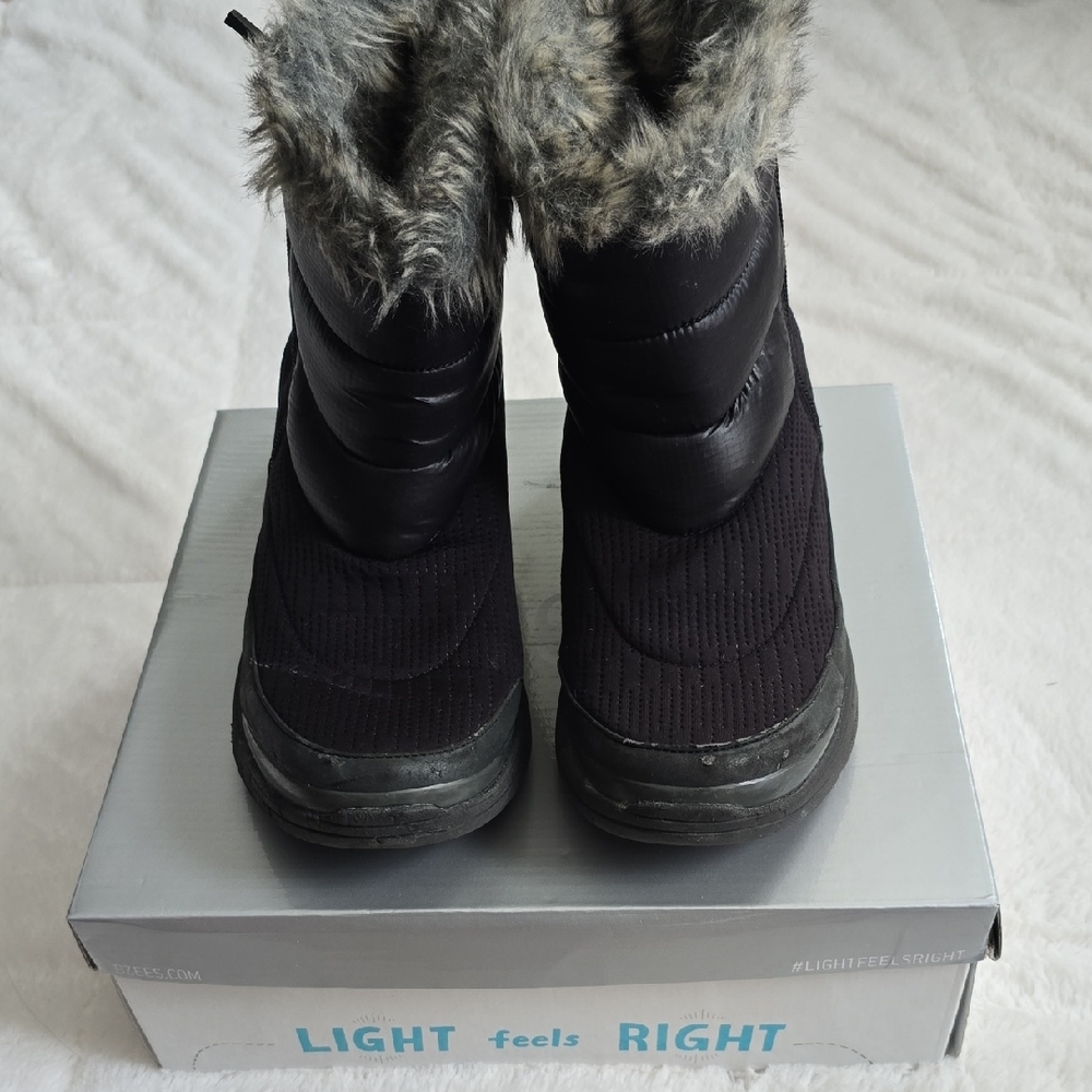 Bzees Black Winter Boots with Faux Fur Lining